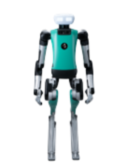 Photo of Agility Robotics' Digit robot, shown in its distinctive teal and white design